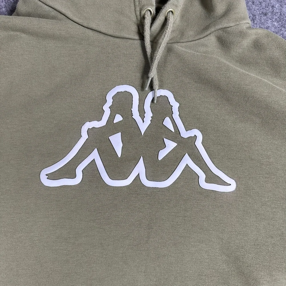 Vintage Kappa Hoodie Men's Khaki Green Pullover Sweatshirt‎ Logo XXL 2XL